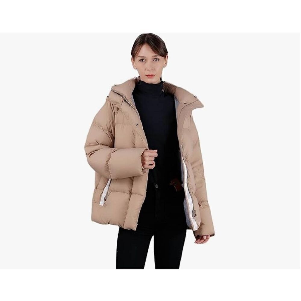 Idomosee Size XXL Women's Down Jacket - Winter Hooded Short Puffy Packable Jacke